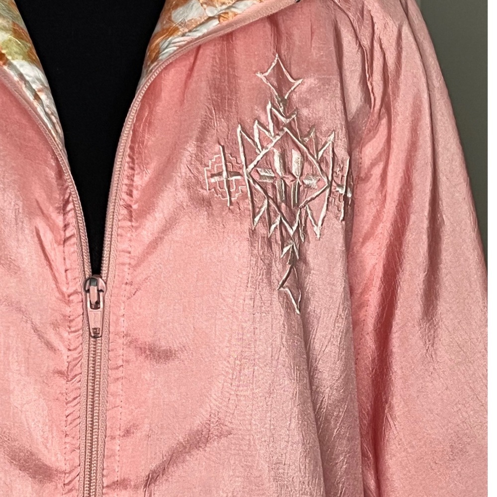 Vtg 90s Indications Pink Abstract Track Jacket Sz M Nylon Athleisure Windbreaker - Picture 4 of 11